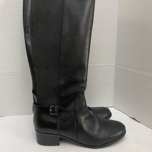 Easy Spirit Chaza Black Knee-High Riding Boots Leather with wide calf stretch